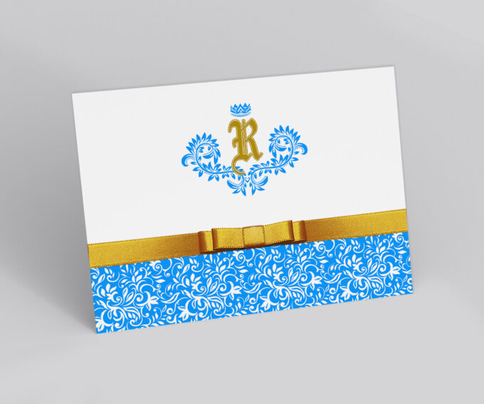 Convite Aniversário 15 Anos Realeza Debutante Azul e Dourado