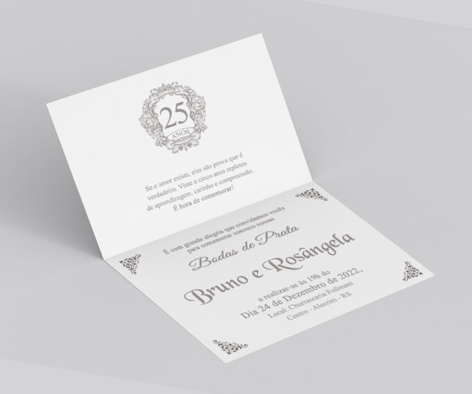 Convite Personalizado Casamento Noivado Aniversário Bodas de Prata 25 Anos