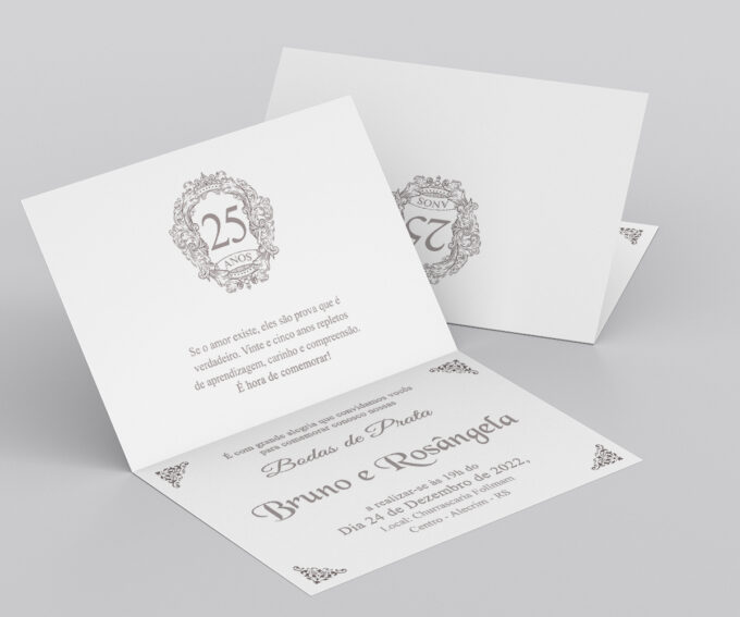 Convite Personalizado Casamento Noivado Aniversário Bodas de Prata 25 Anos