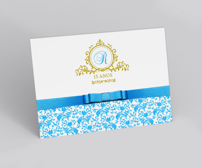 Convite 15 Anos Personalizado Tema Cinderela Borboletas Azul Turquesa e Dourado