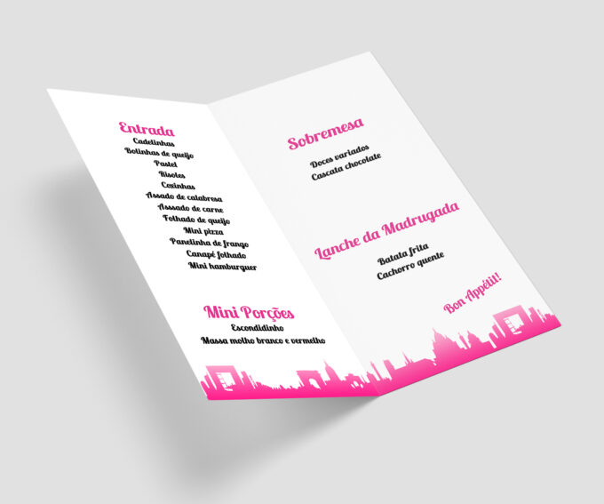Menu Cardápio 15 Anos com Foto Personalizado Tema Paris