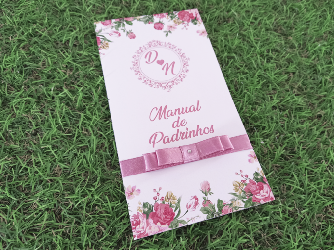 Convite Manual dos Padrinhos Floral Rosa Chá Personalizado