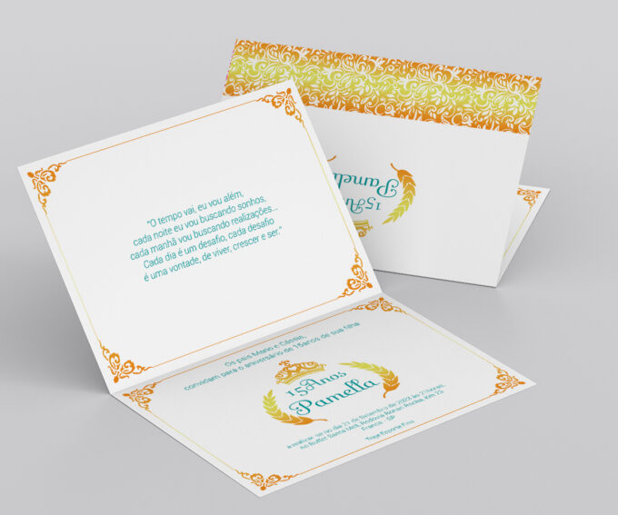 Convite Personalizado Aniversário 15 Anos Festa Dourado com Azul Tiffany