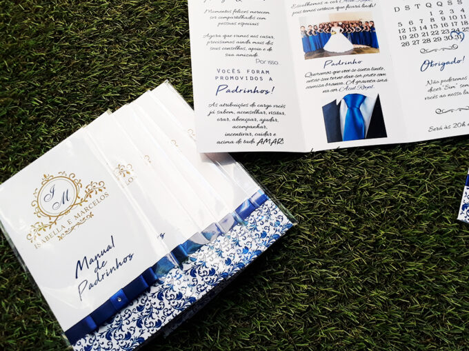 Convite Manual de Padrinhos Azul Royal Personalizado