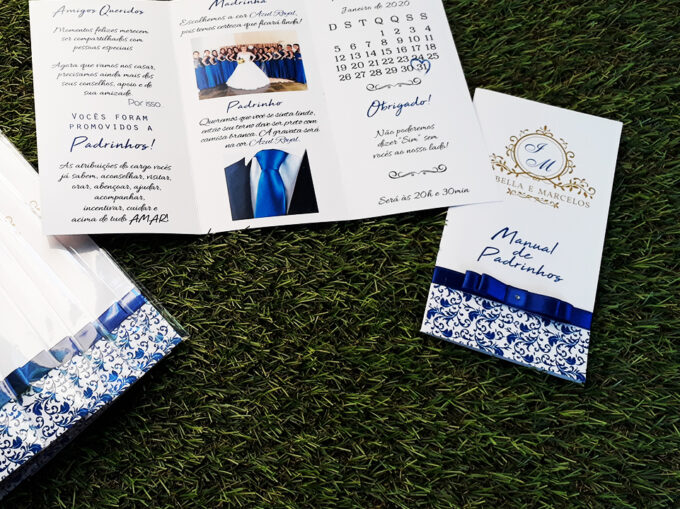 Convite Manual de Padrinhos Azul Royal Personalizado