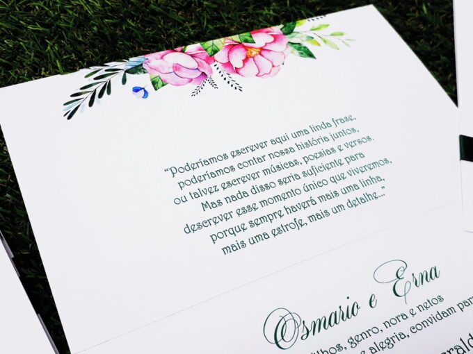 Convite Personalizado Bodas de Esmeralda Casamento Floral Verde