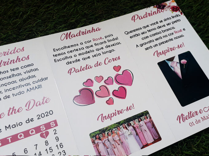 Convite Manual de Padrinhos Floral Rosê Personalizado