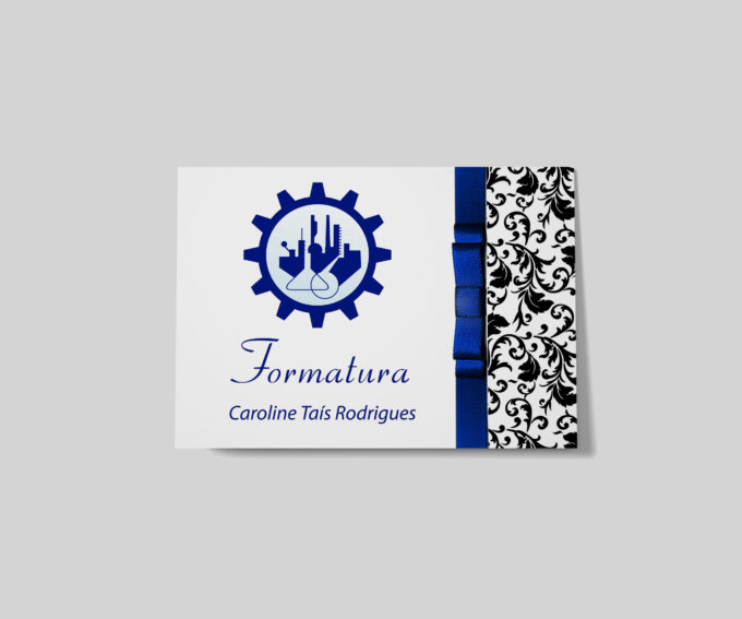 Convite Formatura Engenharia Química Personalizado Azul e Preto