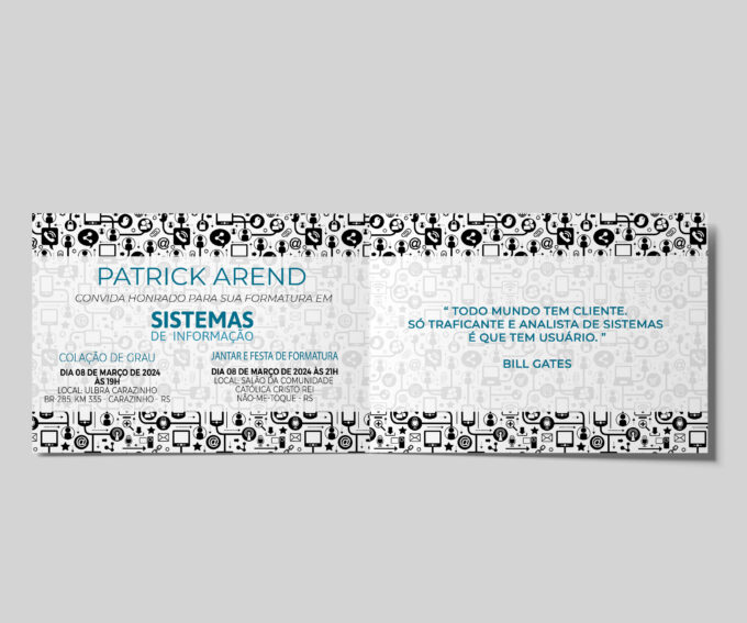 Convite Formatura Sistemas de Informação Personalizado