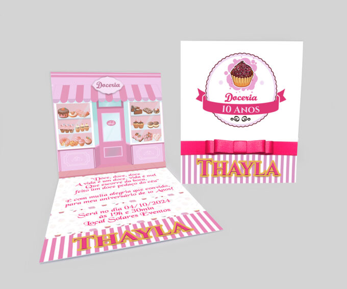 Convite para aniversario infantil Confeitaria Doces Personalizado