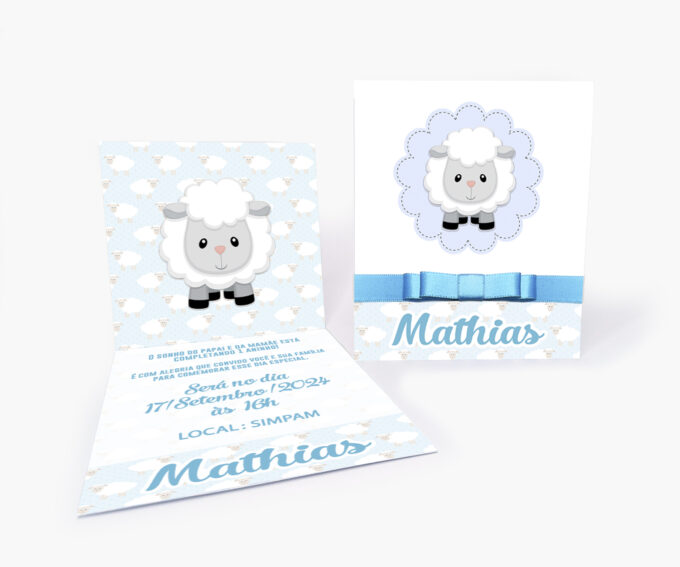 Convite para aniversário Infantil  Personalizado Tema Ovelhinha