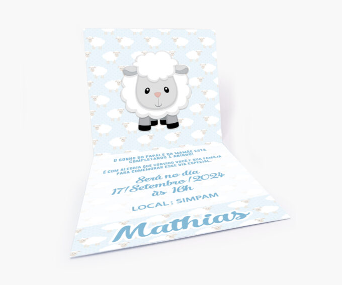 Convite para aniversário Infantil  Personalizado Tema Ovelhinha