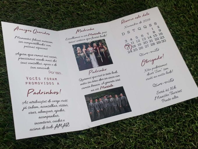 Convite Manual dos Padrinhos Marsala Personalizado