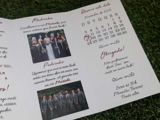 Convite Manual dos Padrinhos Marsala Personalizado