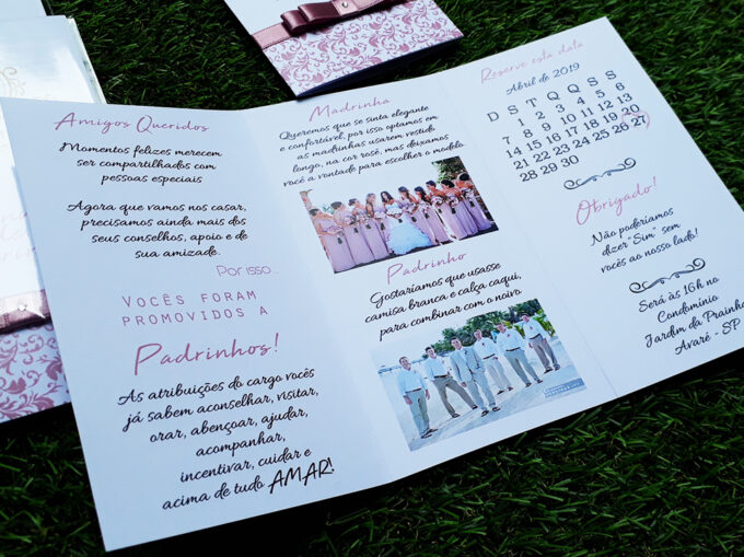 Convite Manual de Padrinhos Rosê Personalizado