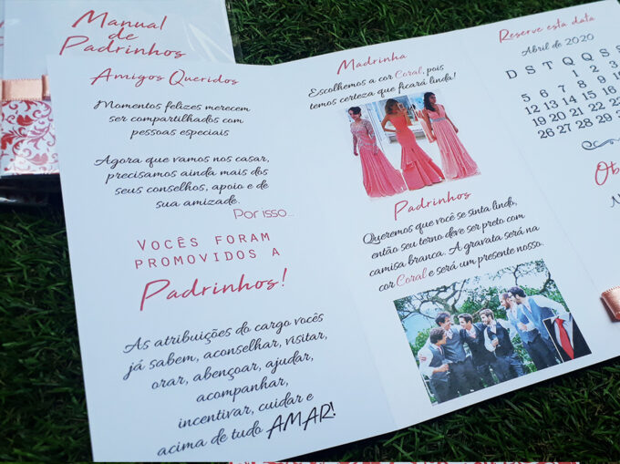 Convite Manual dos Padrinhos Salmão Personalizado