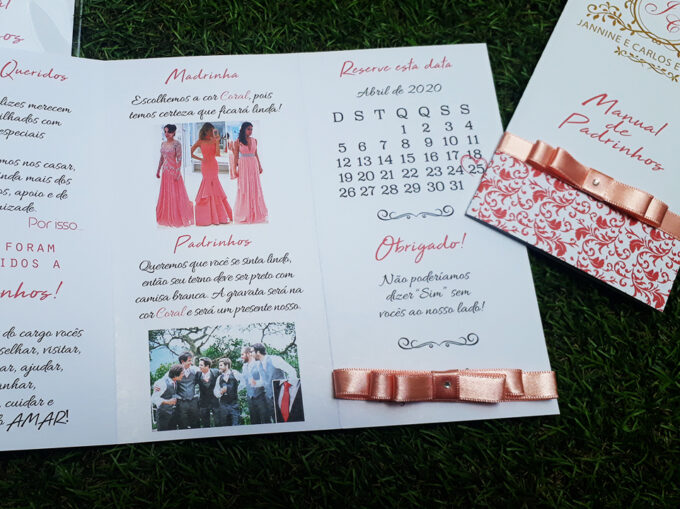Convite Manual dos Padrinhos Salmão Personalizado