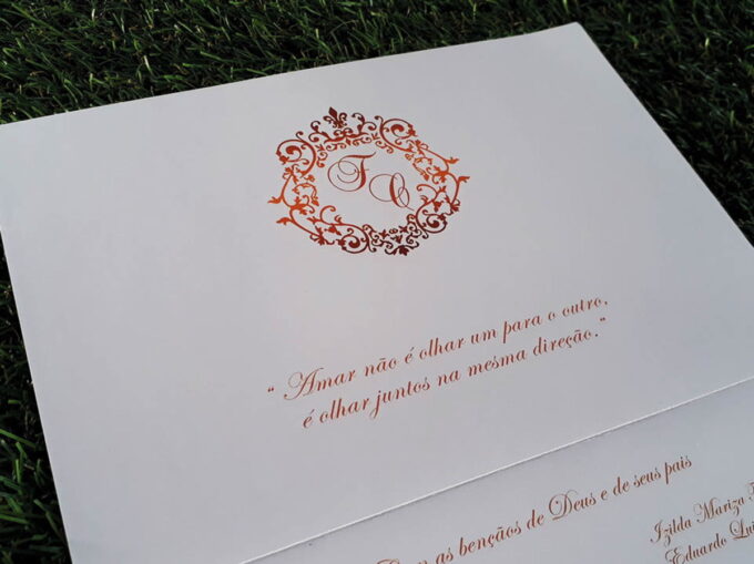 Convite Personalizado Casamento Aniversário Bodas Brasão Terra cota