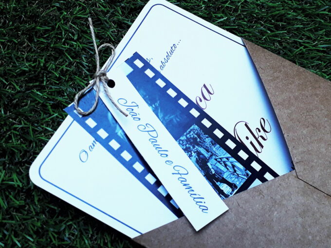 Convite Casamento Envelope Rústico Kraft com Foto Filme Tag Sisal