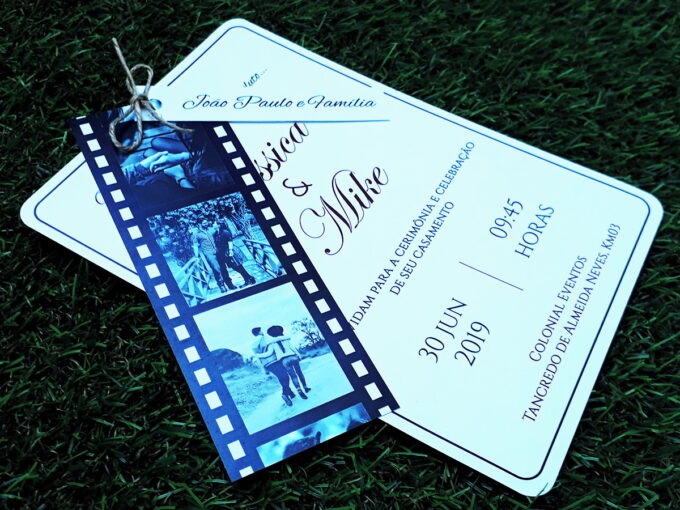 Convite Casamento Envelope Rústico Kraft com Foto Filme Tag Sisal