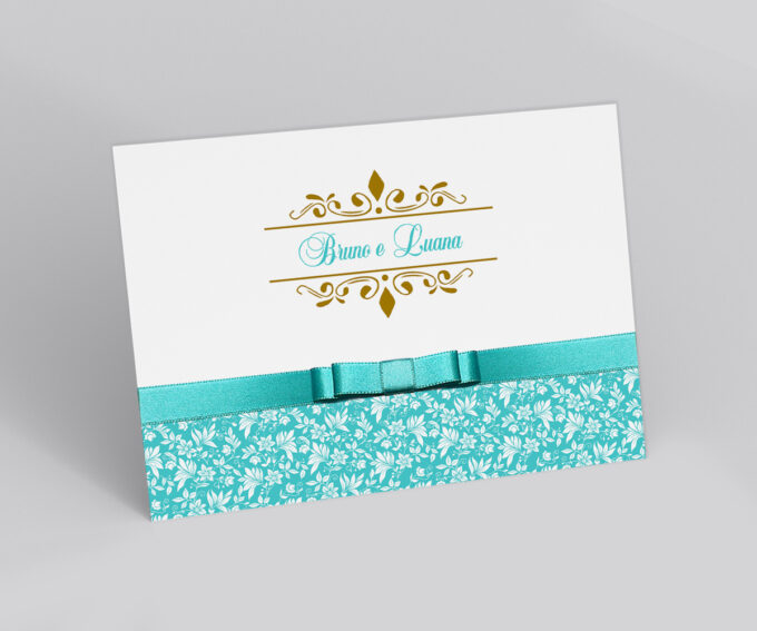 Convite de Casamento Aniversário Bodas Festa Azul Tiffany com Dourado