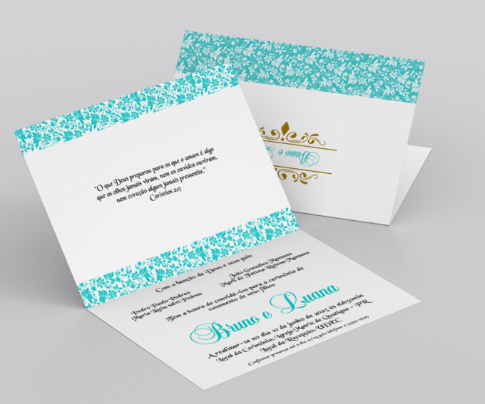 Convite de Casamento Aniversário Bodas Festa Azul Tiffany com Dourado