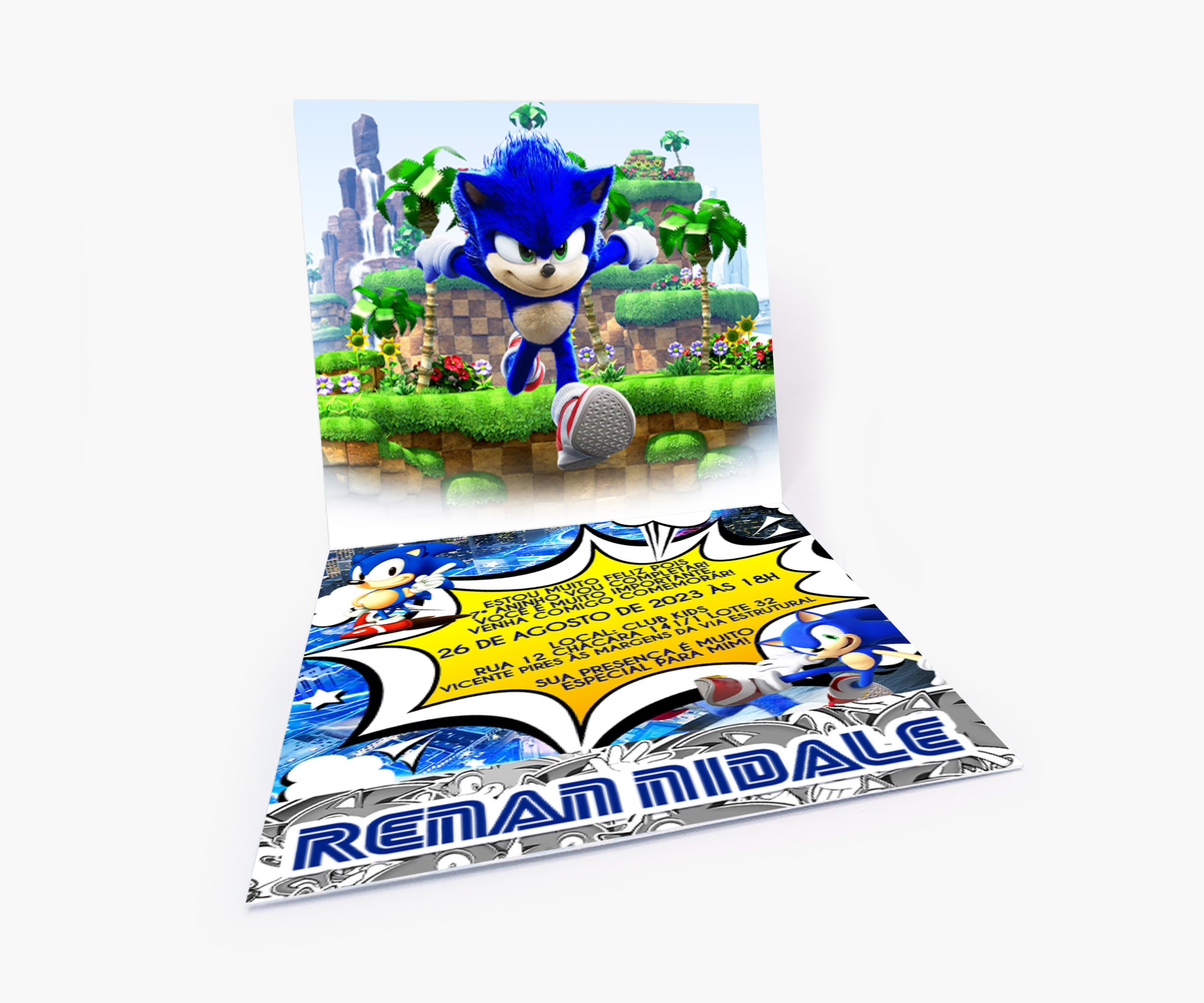 Convite Infantil Aniversário Super Sonic Tema Menino – Conviteria