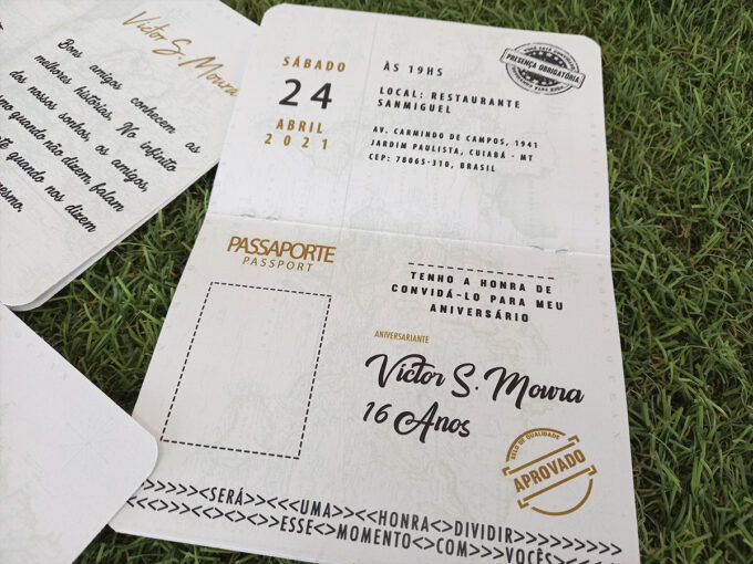 Convite Personalizado tema Passaporte Casamento Bodas Aniversário