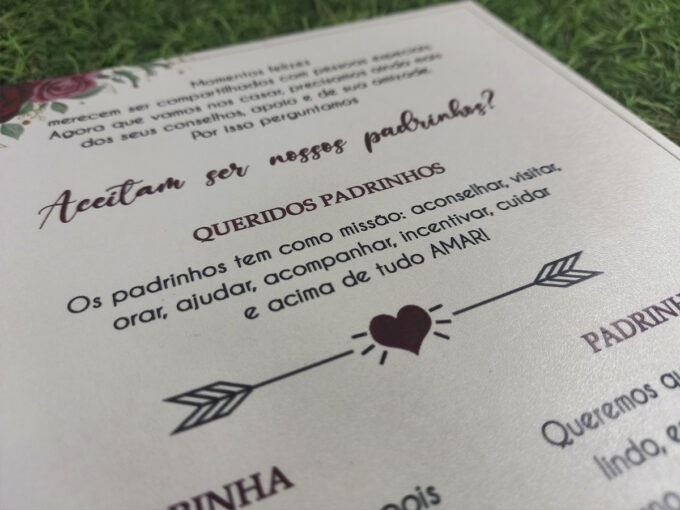 Convite Especial para Padrinhos - Papel Aspen Metálico - Manual