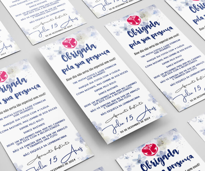 Agradecimento ou Menu para Festa Azul