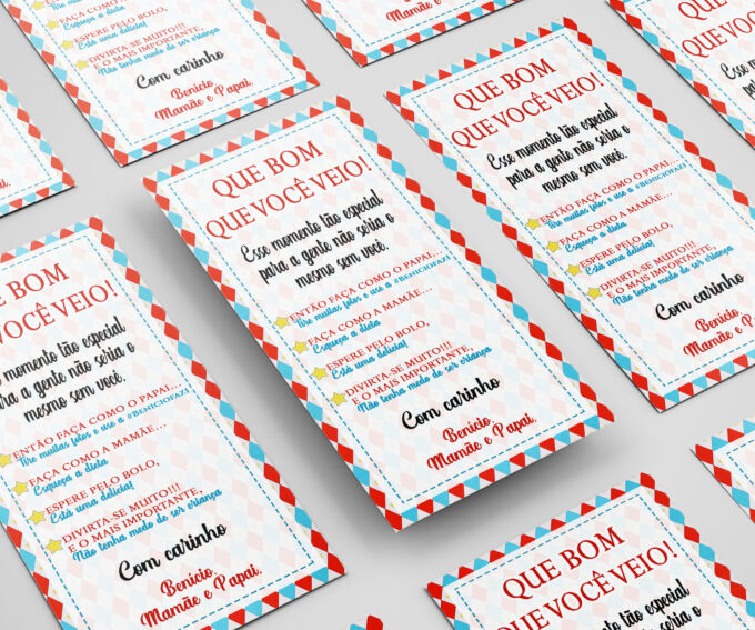 Agradecimento de Mesa Tema Cartas - Festa Personalizada