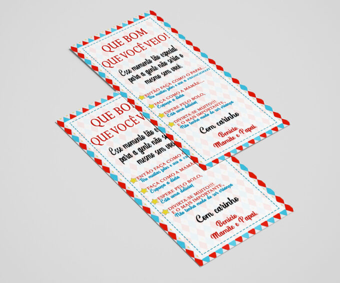 Agradecimento de Mesa Tema Cartas - Festa Personalizada