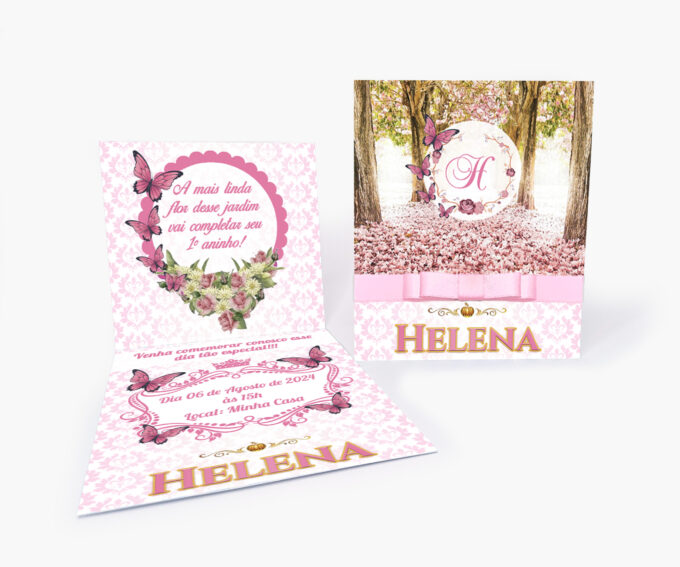 Convite Personalizado Infantil Tema Jardim Borboletas