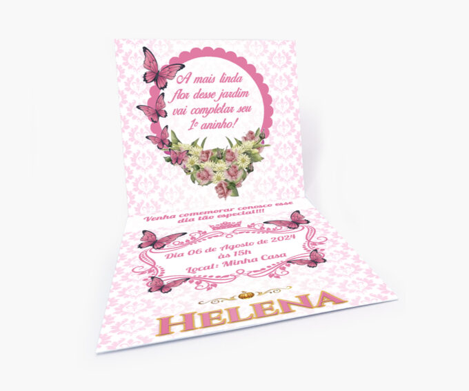 Convite Personalizado Infantil Tema Jardim Borboletas