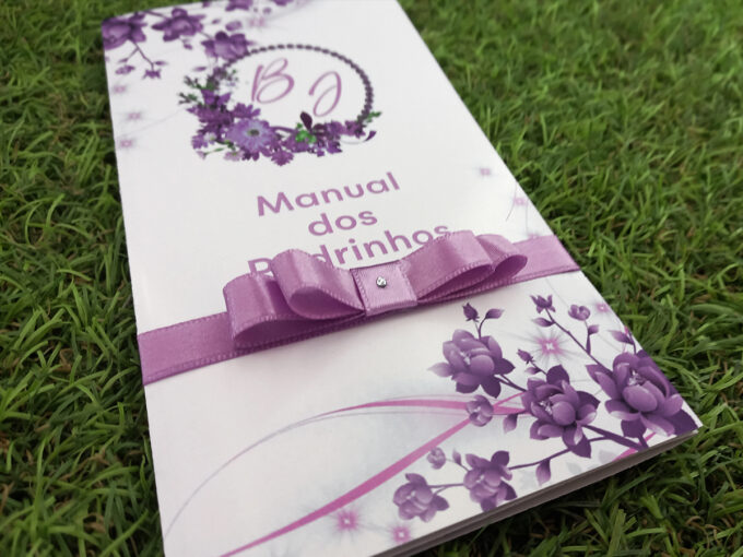 Convite Manual dos Padrinhos Floral Lilás Lavanda