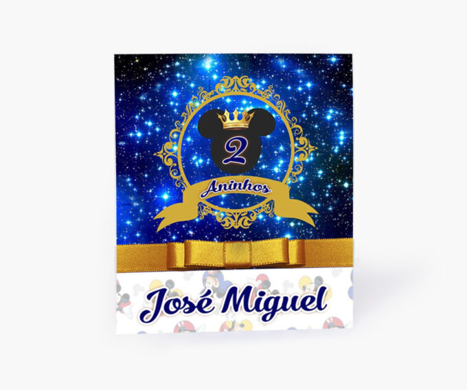 Convite Personalizado Infantil Azul Mickey Realeza