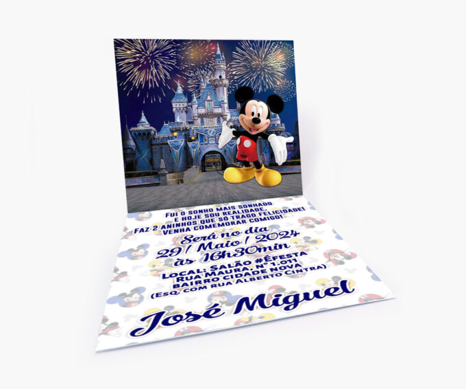Convite Personalizado Infantil Azul Mickey Realeza