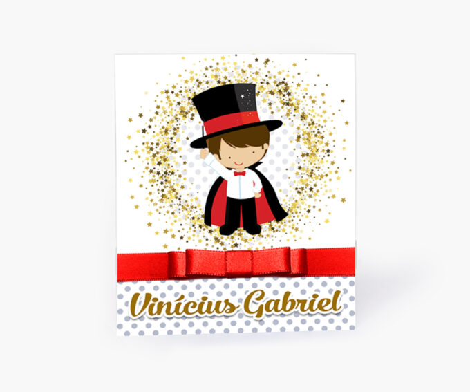 Convite de Aniversário 1 Aninho Tema Príncipe Mágico Vermelho