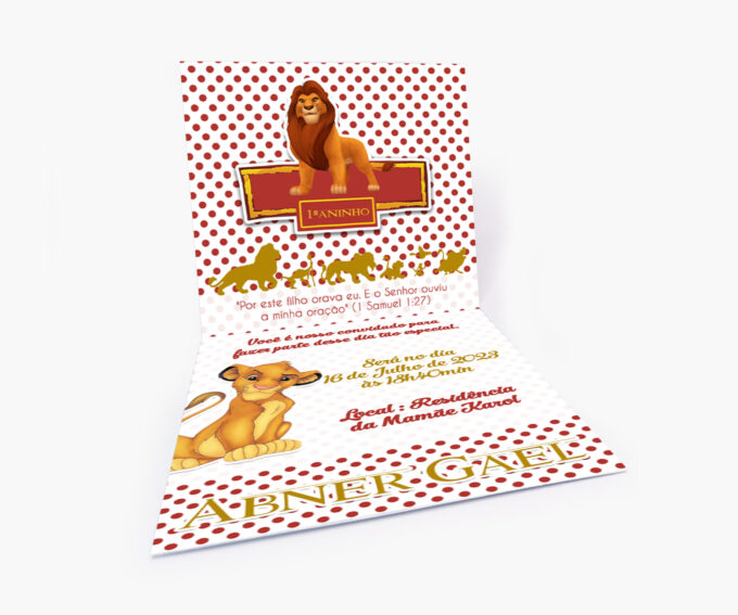 Convite Infantil para Aniversário Personalizado Tema Rei Leão