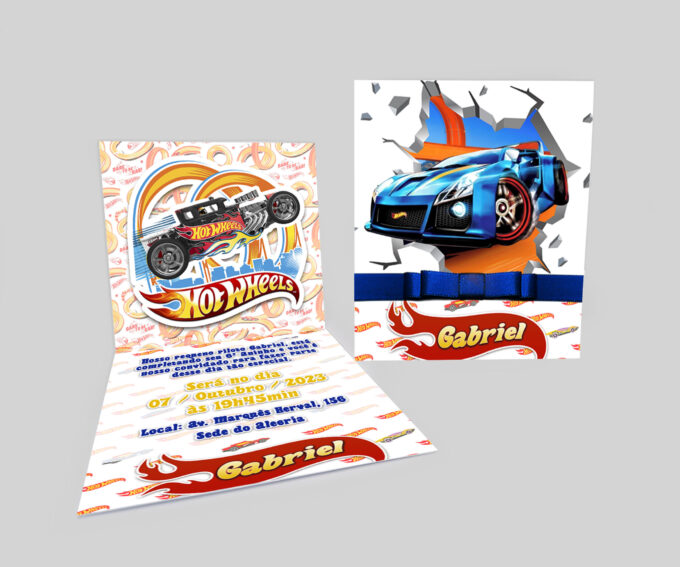 Convite Personalizado para Aniversário Infantil Tema Hot Wheels Carros