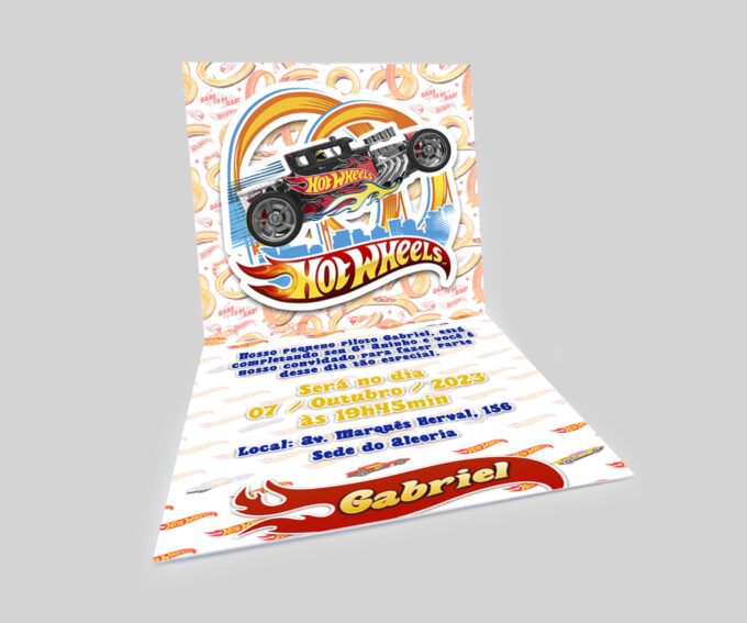 Convite Personalizado para Aniversário Infantil Tema Hot Wheels Carros