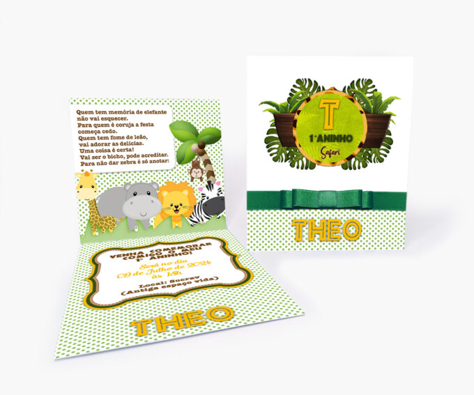 Convite Infantil Personalizado Tema Menino Safari