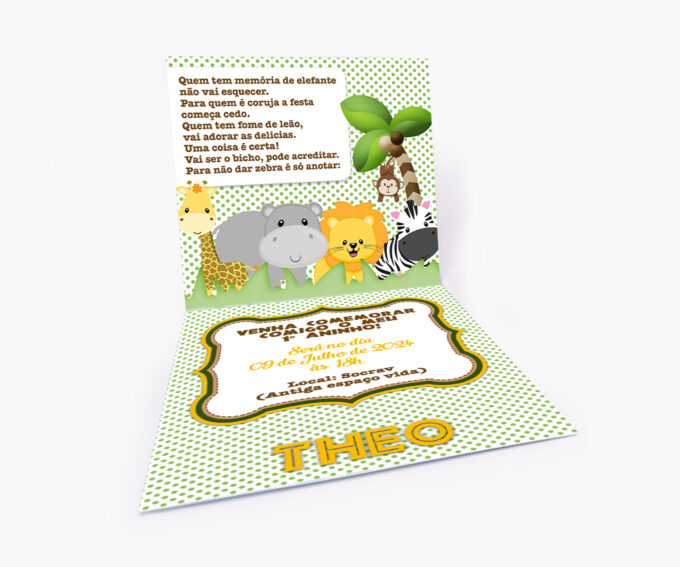 Convite Infantil Personalizado Tema Menino Safari
