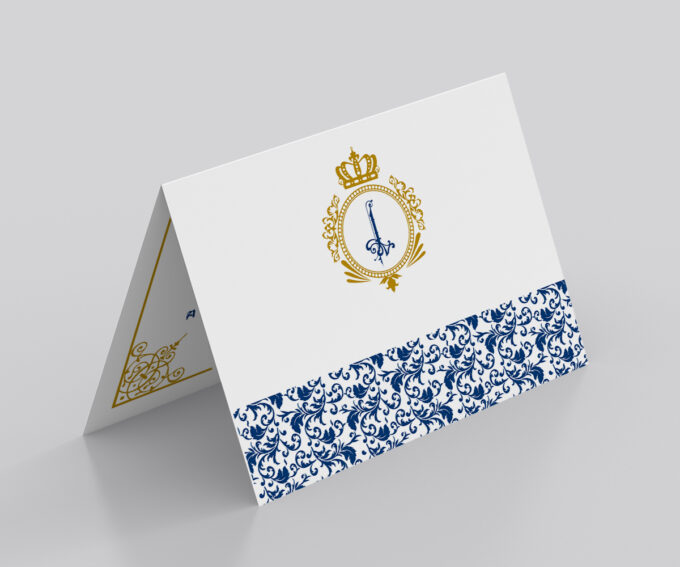 Convite Clean Personalizado Aniversário 15 Anos A Bela e a Fera Realeza Azul e Dourado