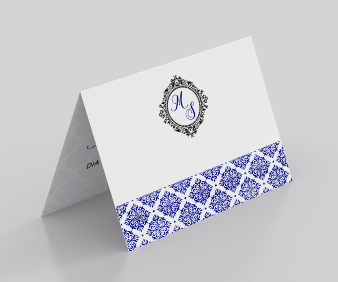 Convite personalizado para casamento Aniversário Bodas Azul Royal e Preto
