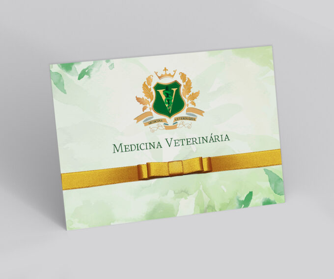 Convite Para Formatura Verde Aquarela Curso de Medicina Veterinária