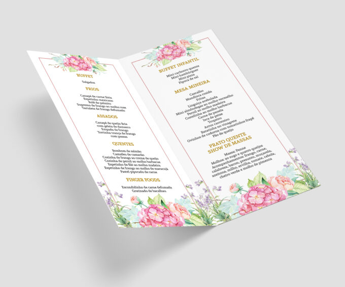 Menu Cardápio de Mesa Aniversário Infantil Tema Jardim Com Foto
