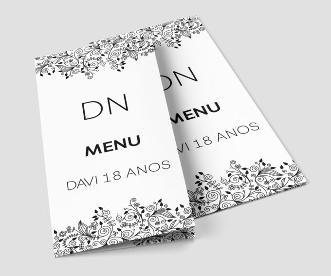 Menu Cardápio de Mesa Aniversário Masculino Preto