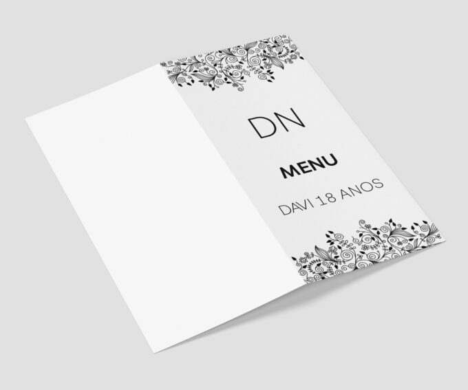 Menu Cardápio de Mesa Aniversário Masculino Preto