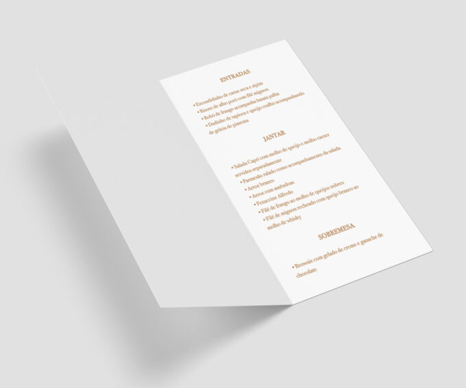 Menu Cardápio de Mesa Festa e Eventos Clean Minimalista